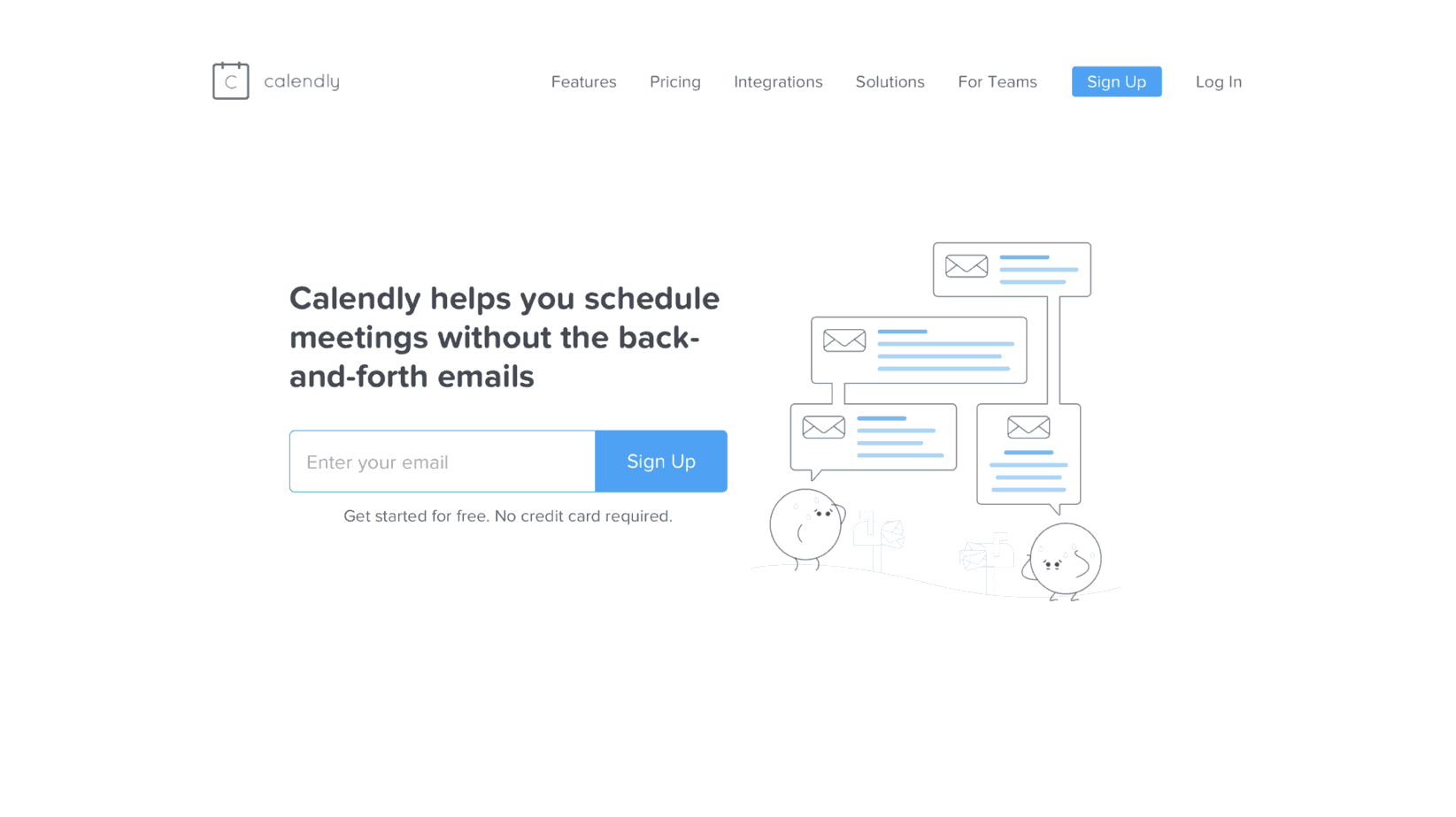 Calendly homepage with brand benefit statement