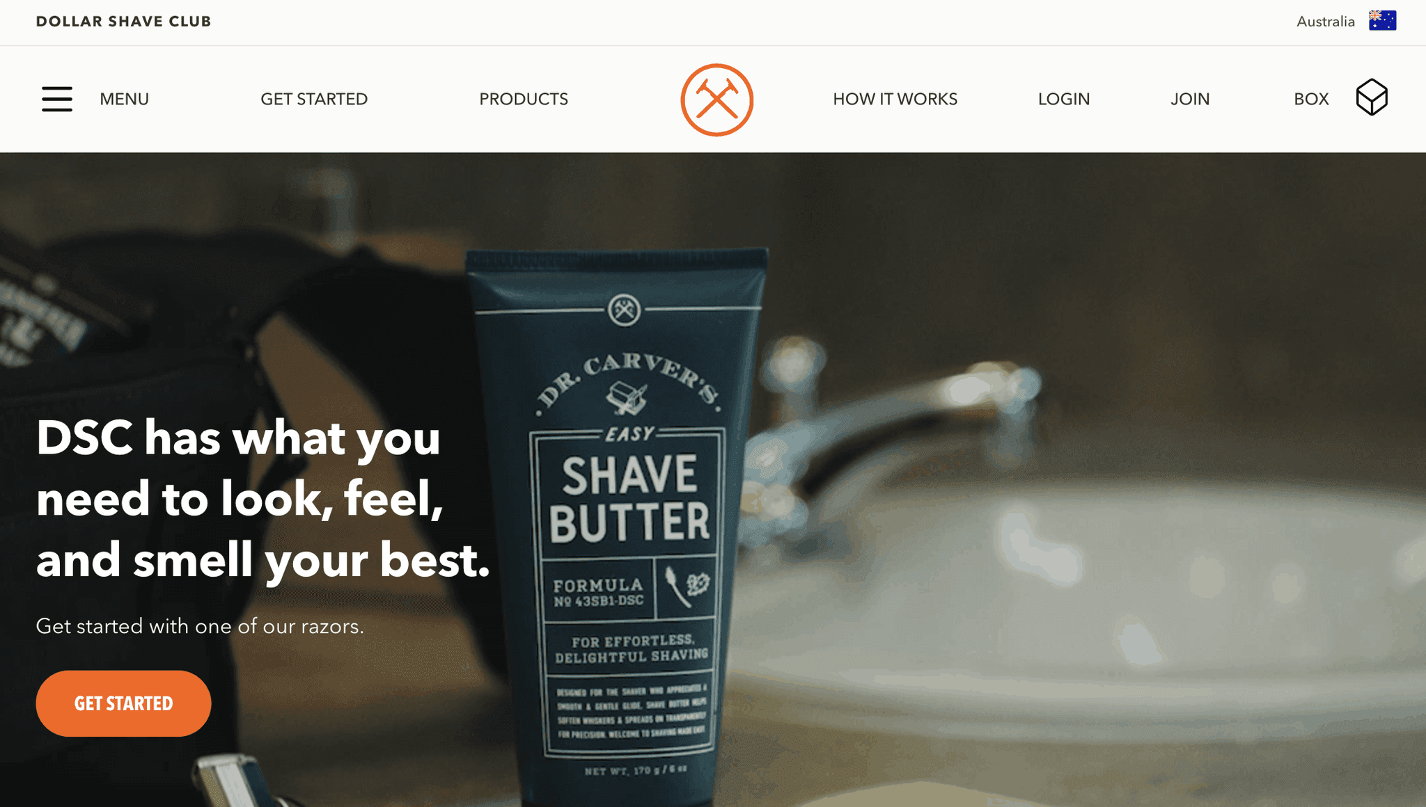 Dollar Shave Club homepage with brand benefit statement
